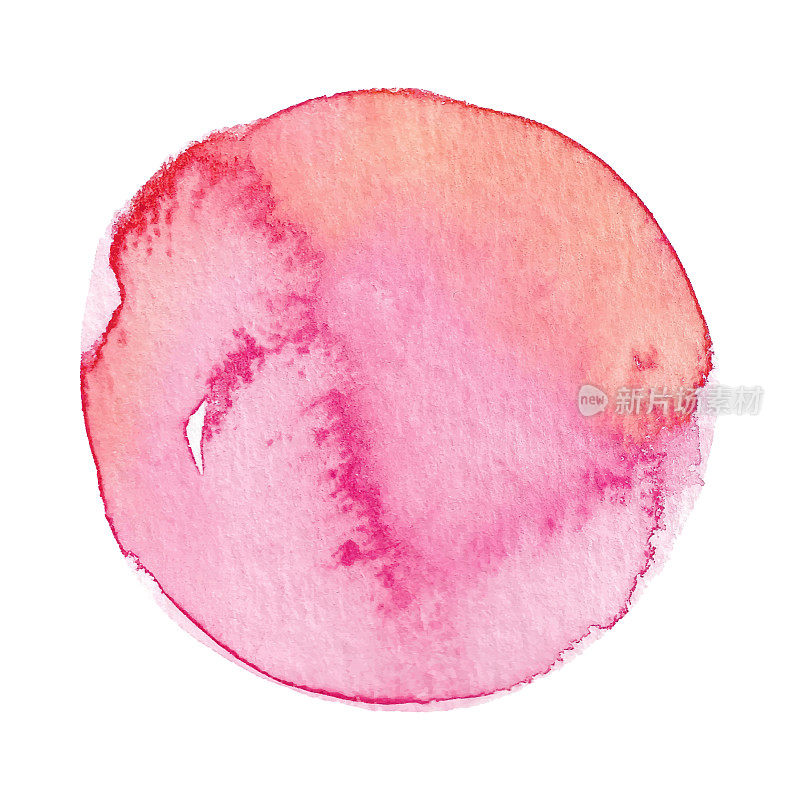 Coral Painted Watercolor Circle Isolated on a White Background